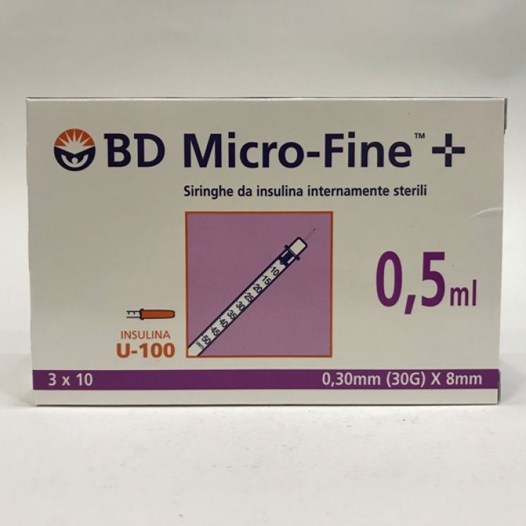 BD Micro-Fine Siringa Insulina 0,5ml G30 30 Pezzi